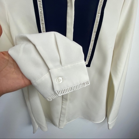 Prich Blouse with Navy Bib Detail - Picture 4 of 4